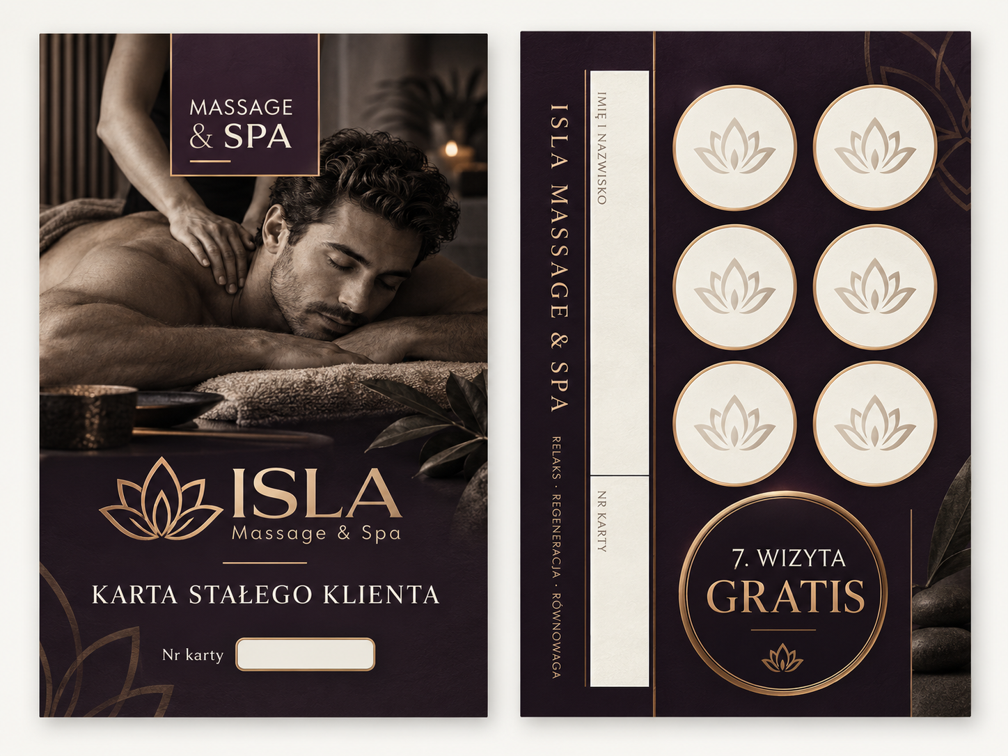 Karta Stałego Klienta ISLA Massage & Spa – wersja męska