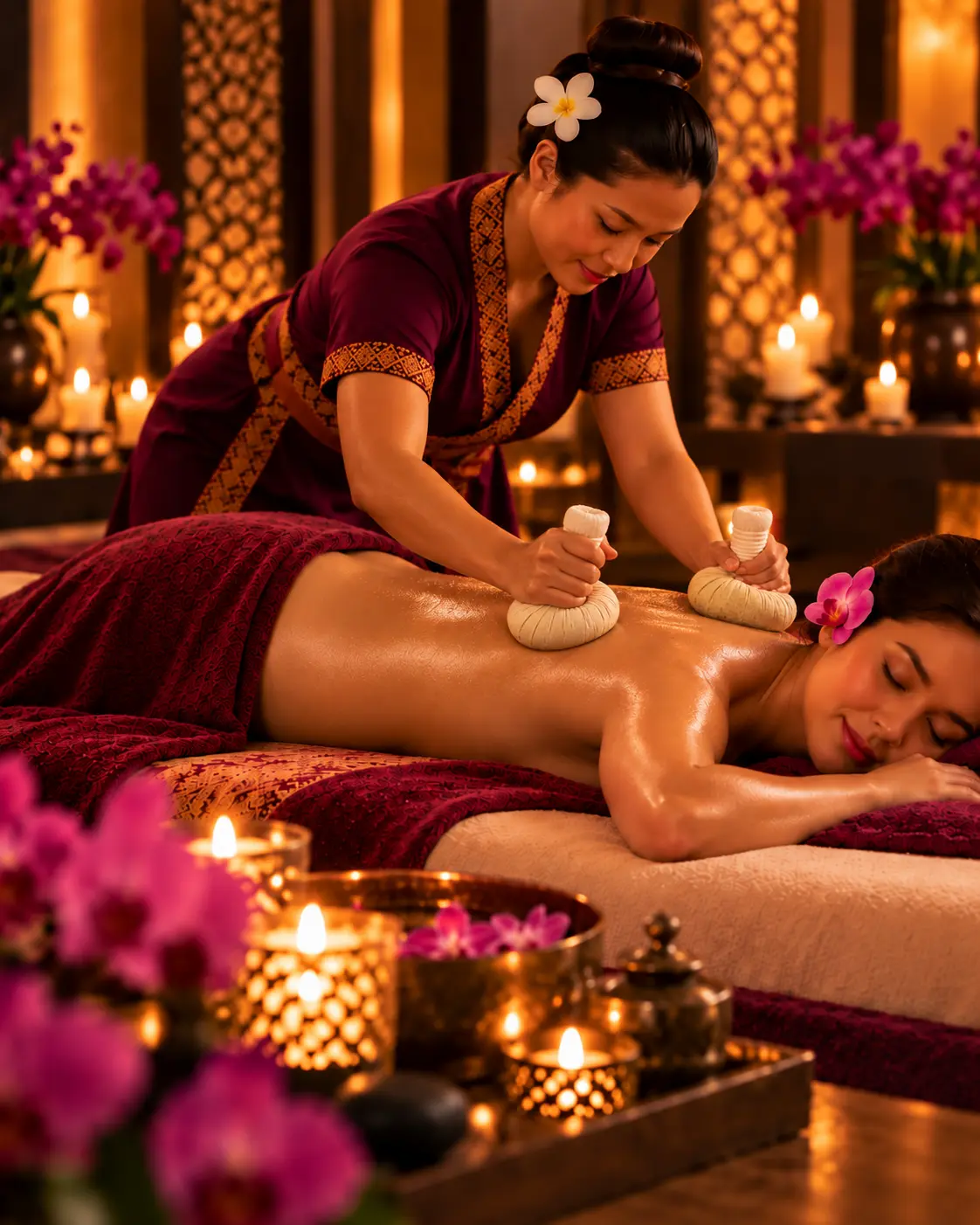 Masaż stemplami ziołowymi Warszawa w ISLA Massage & Spa